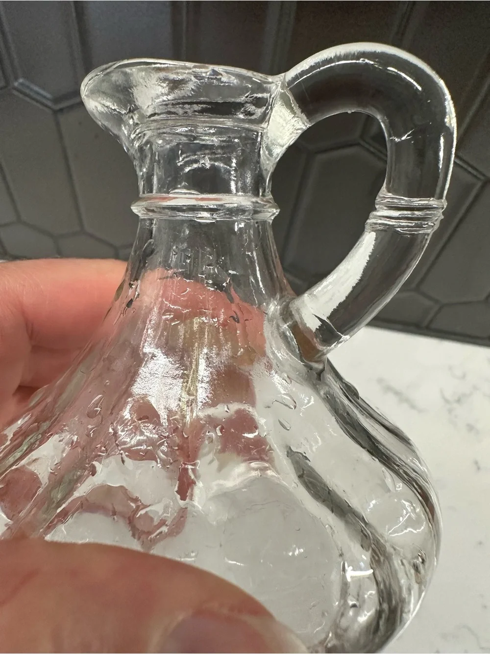 Vintage Anchor Hocking clear pressed glass cruet Oil/Vinegar Storage 6 oz